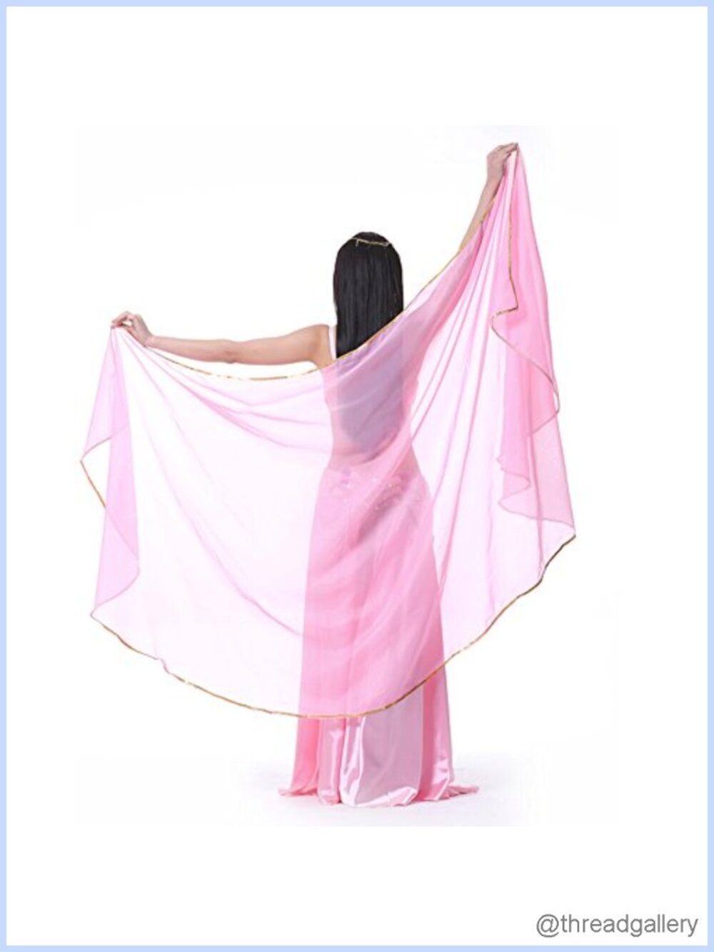 Lightweight Semicircle Chiffon Scarf Shawl Veil Belly Dance Costume Sequin Trim